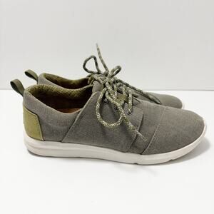 Toms Del Rey Women's 8 Olive Green Lace Up Comfort Walking Casual Sneaker